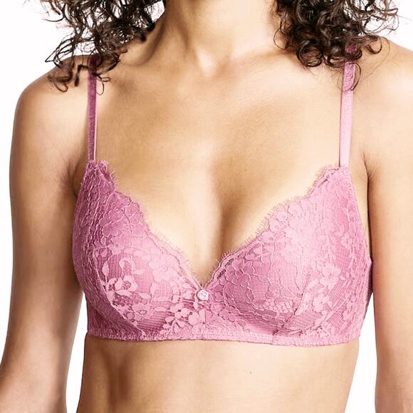VICTORIA'S SECRET Dream Angels Pink Lace Wireless Push-Up Bra 34B NEW - Picture 1 of 8